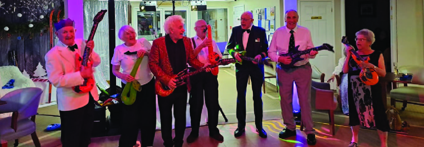 Hawthorns Clevedon Residents with DJ Steve from Memory Lane Entertainment Celebrating NYE